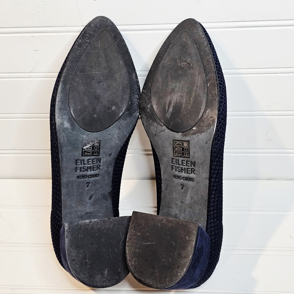 Eileen Fisher Gabby Midnight Blue Recycled Fabric Stretch Pumps - Picture 6 of 6